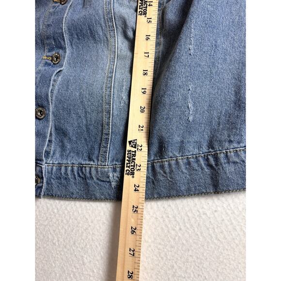 Jessica Simpson Denim Jean Trucker Jacket Blue Medium Wash Womens Size 2X - Picture 6 of 7